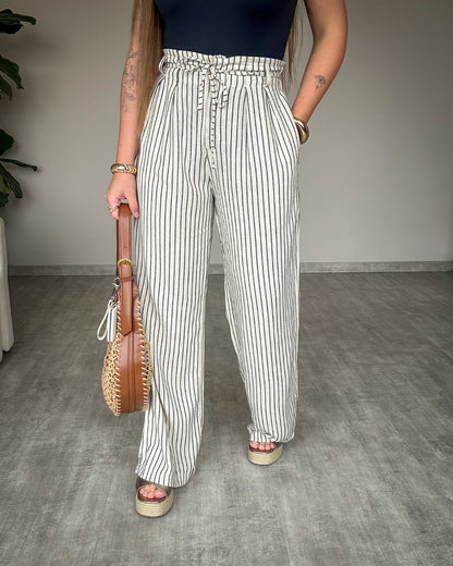 Calça de Linho Listrada
