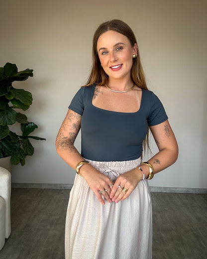 Body Manga Curta em Poliamida