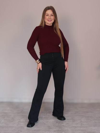 Legging Flare Térmica com Zíper Frontal de enfeite