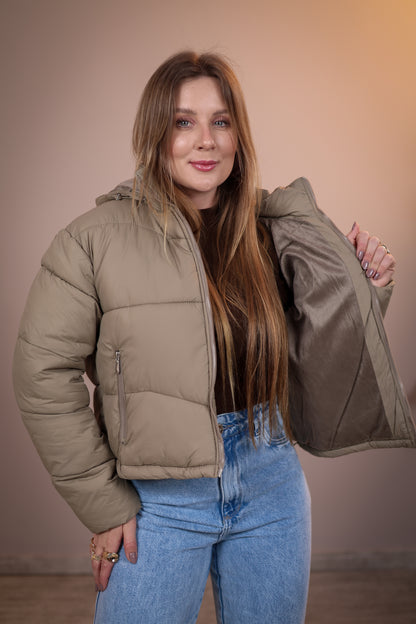 Jaqueta Puffer Flanelada com Capuz Removível