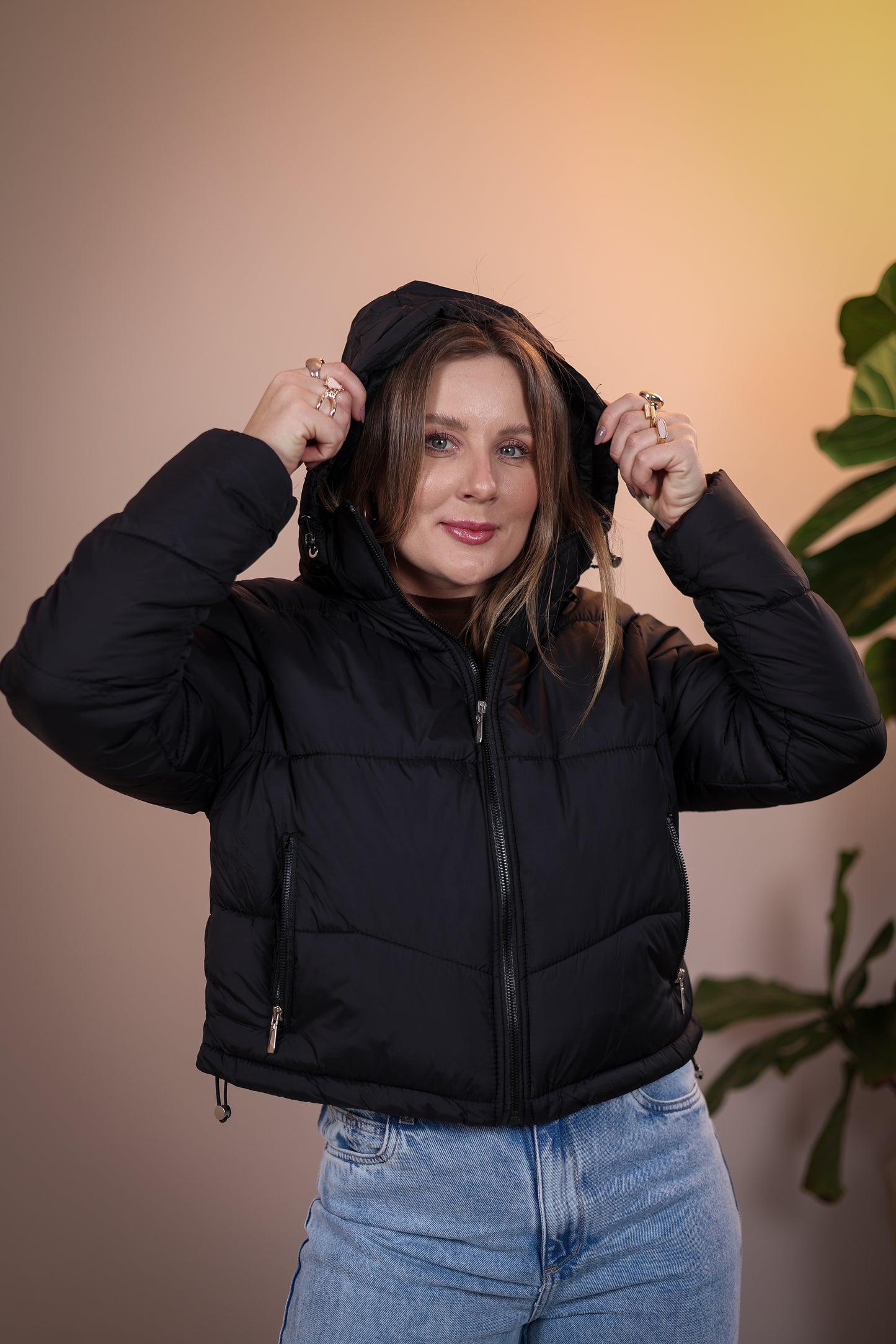 Jaqueta Puffer Flanelada com Capuz Removível