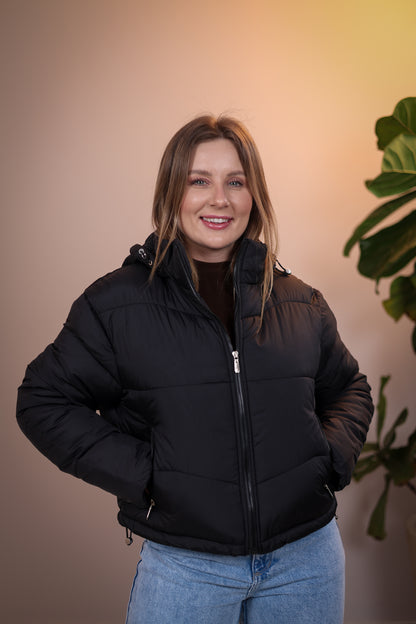 Jaqueta Puffer Flanelada com Capuz Removível