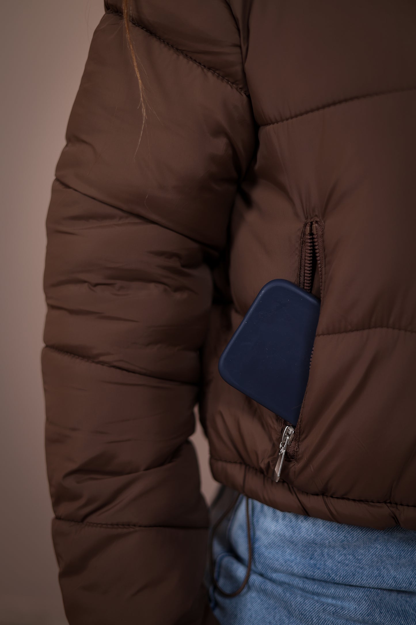 Jaqueta Puffer Flanelada com Capuz Removível