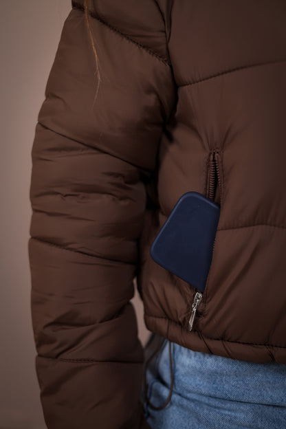 Jaqueta Puffer Flanelada com Capuz Removível