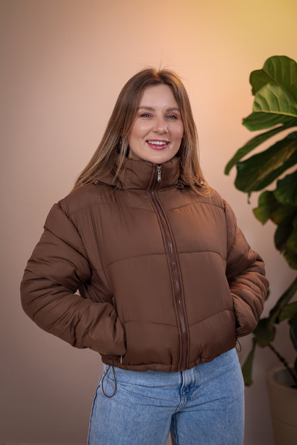 Jaqueta Puffer Flanelada com Capuz Removível