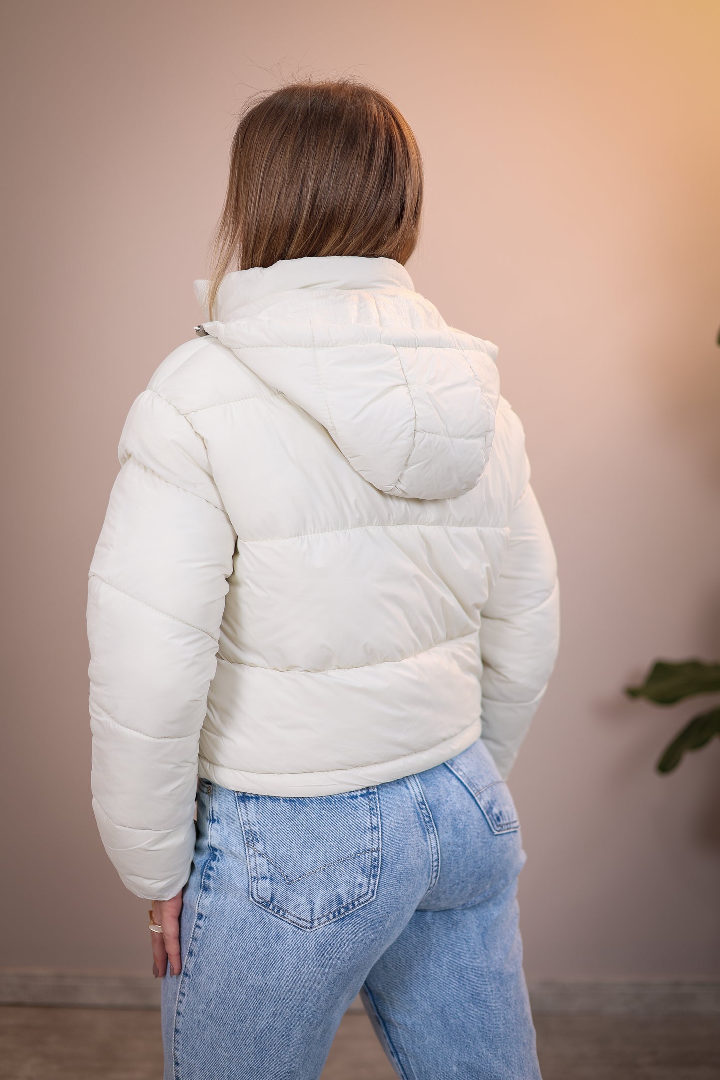 Jaqueta Puffer Flanelada com Capuz Removível