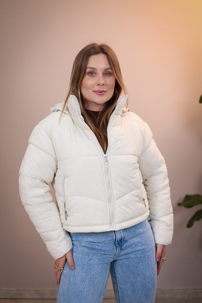Jaqueta Puffer Flanelada com Capuz Removível