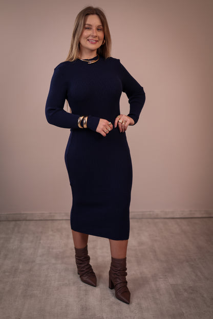Vestido Midi de Modal Manga Longa