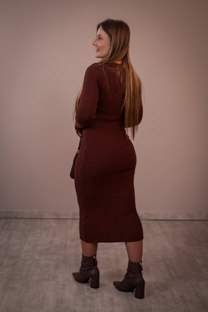 Vestido Midi de Modal Manga Longa