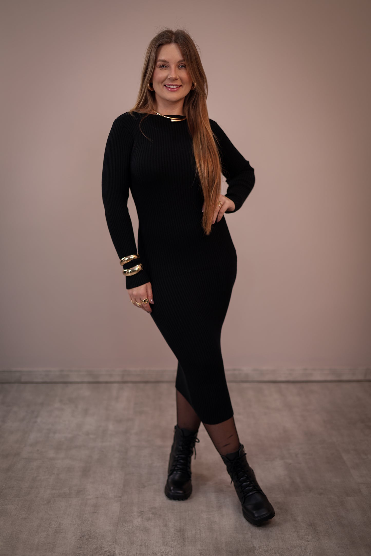 Vestido Midi de Modal Manga Longa