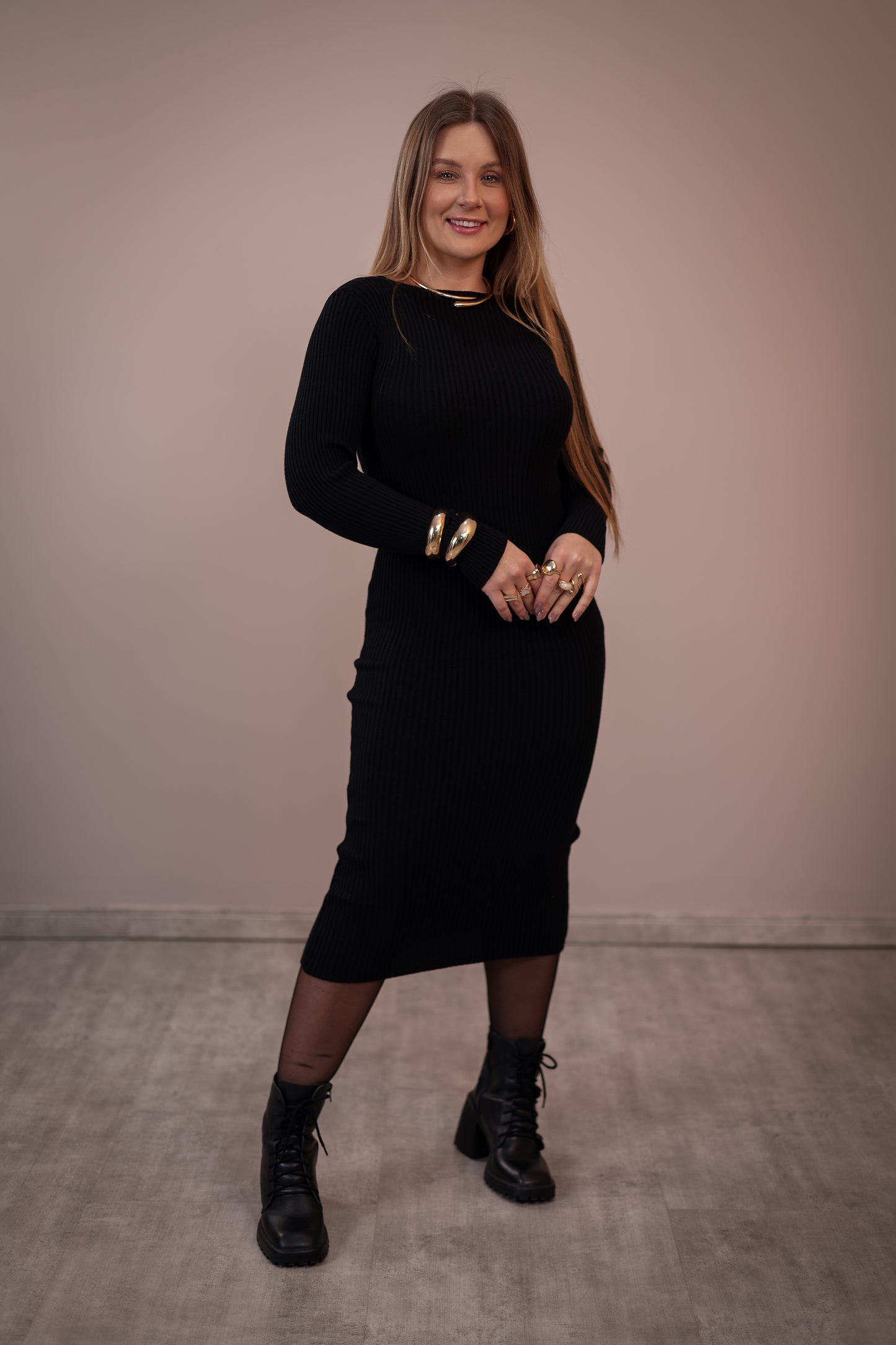 Vestido Midi de Modal Manga Longa