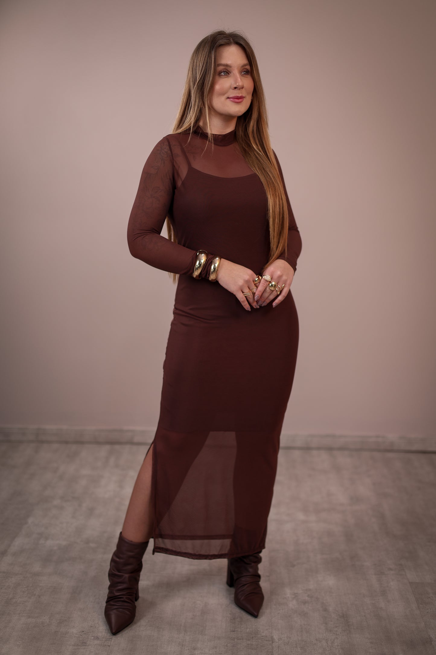 Vestido Manga Longa em Tule Isabel