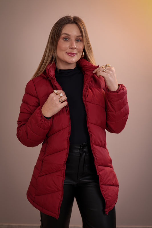 Jaqueta Alongada Luize Flanelada com Capuz