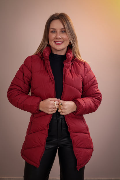 Jaqueta Alongada Luize Flanelada com Capuz