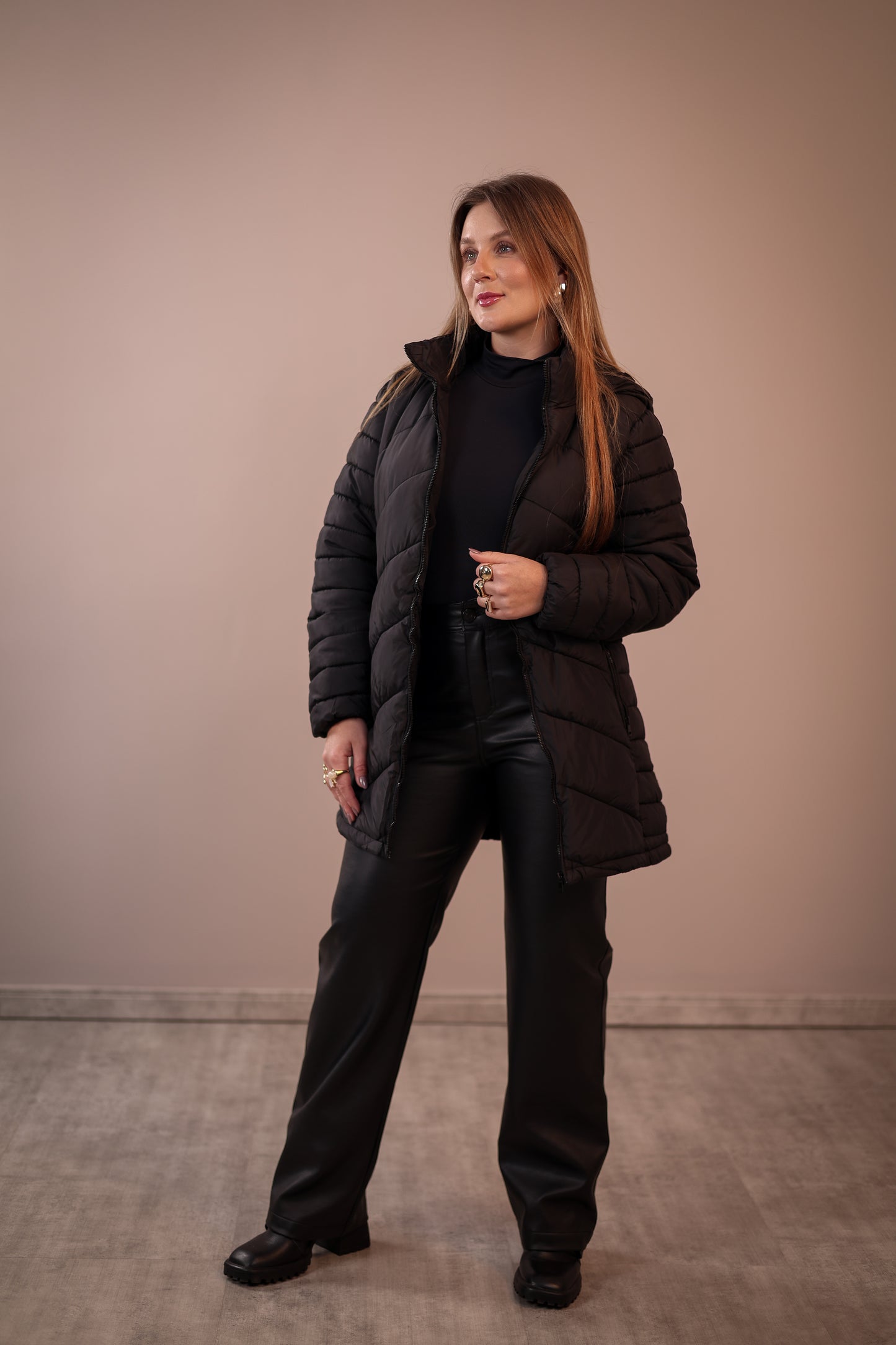 Jaqueta Alongada Luize Flanelada com Capuz