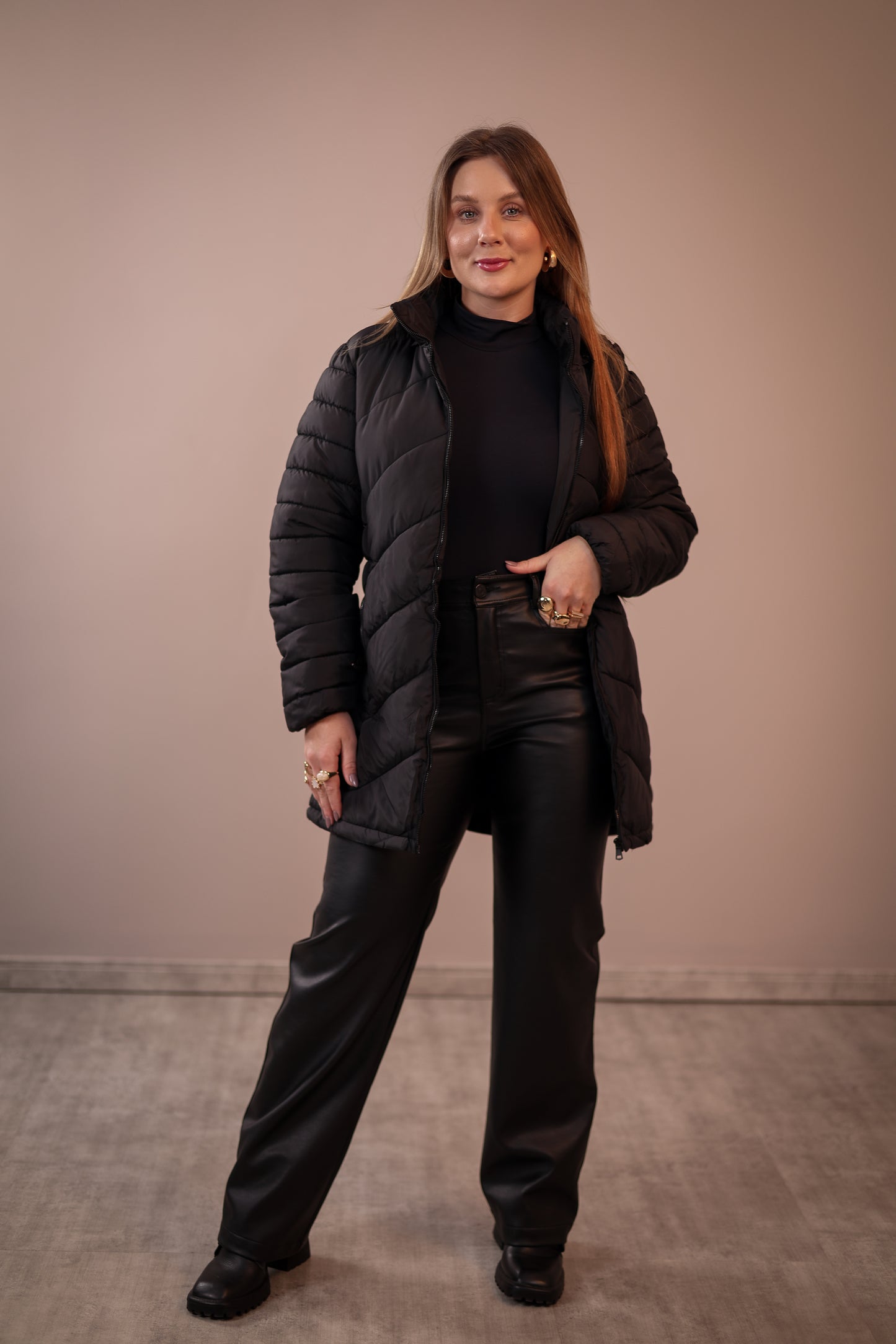 Jaqueta Alongada Luize Flanelada com Capuz