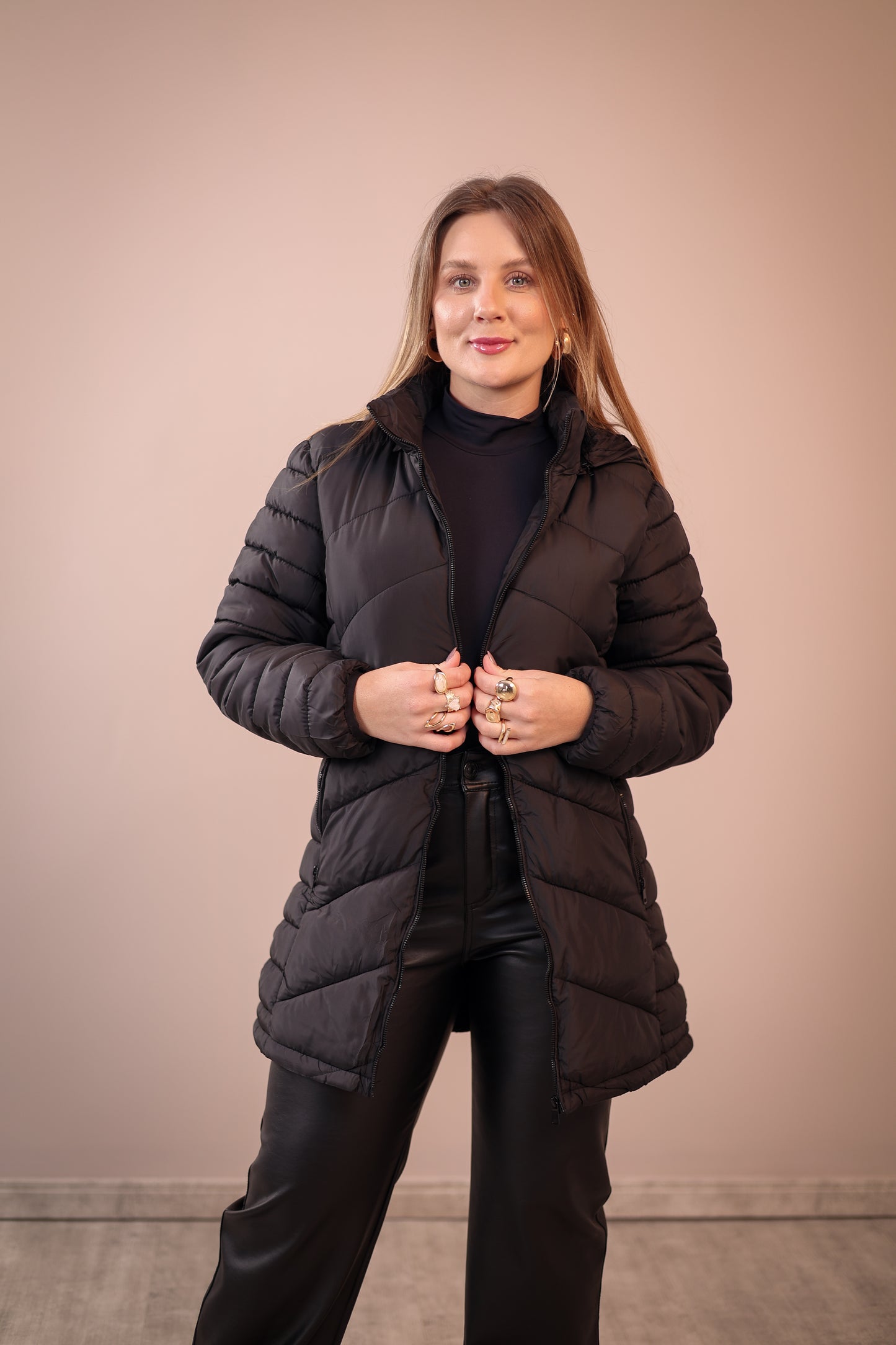 Jaqueta Alongada Luize Flanelada com Capuz