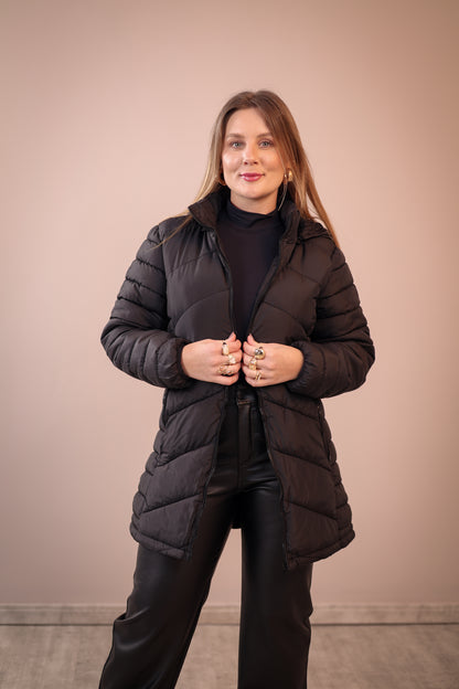 Jaqueta Alongada Luize Flanelada com Capuz