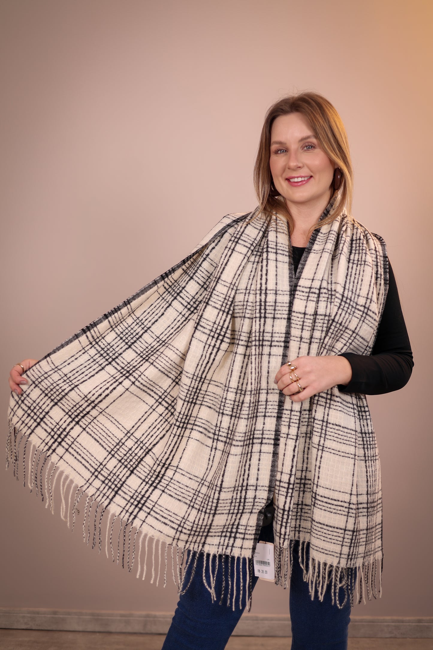 Pashmina Elegance Xadrez Modelo 10