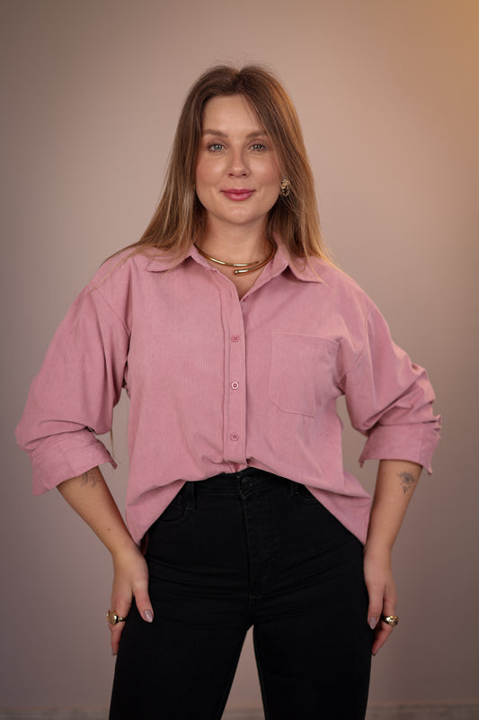 Camisa em Cotelê com Bolso Frontal