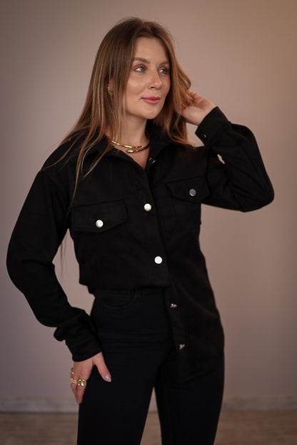 Camisa Alongada em Suede