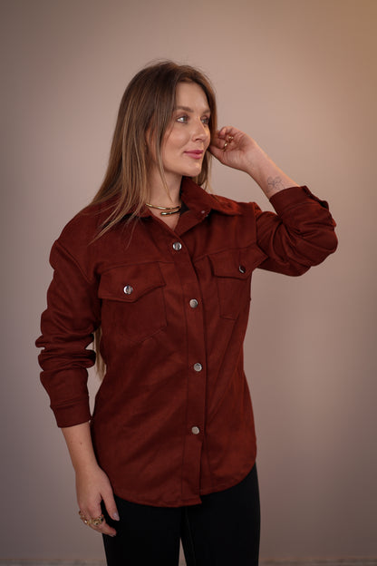 Camisa Alongada em Suede