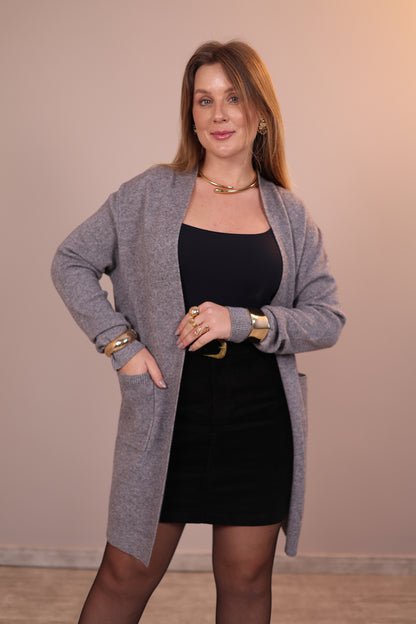 Cardigan Alongado com Bolso