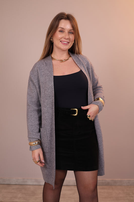 Cardigan Alongado com Bolso
