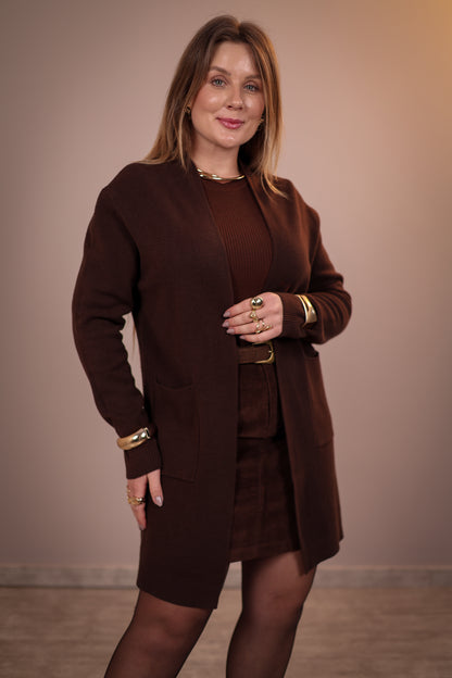 Cardigan Alongado com Bolso