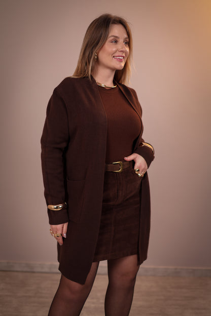 Cardigan Alongado com Bolso