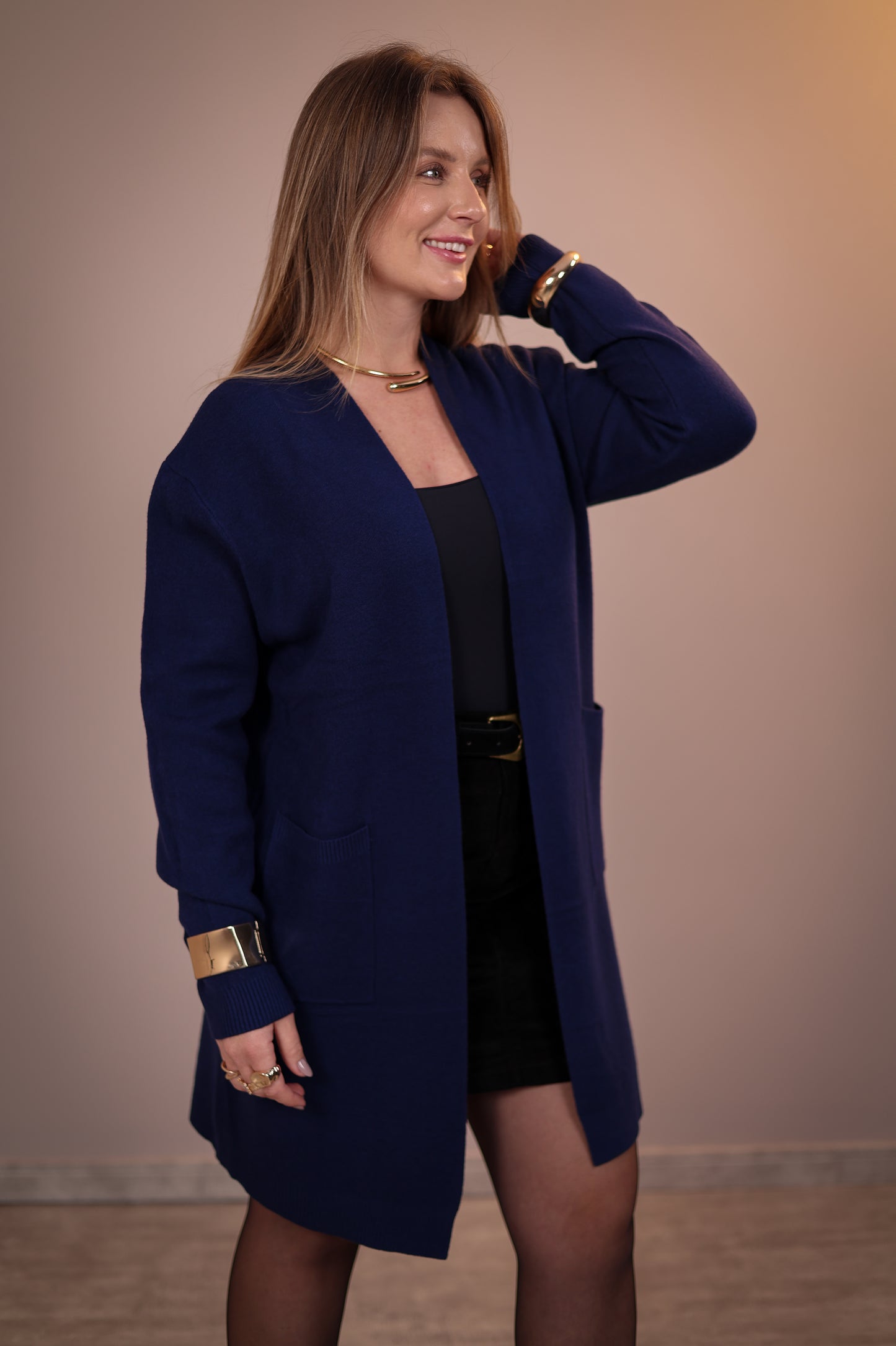 Cardigan Alongado com Bolso