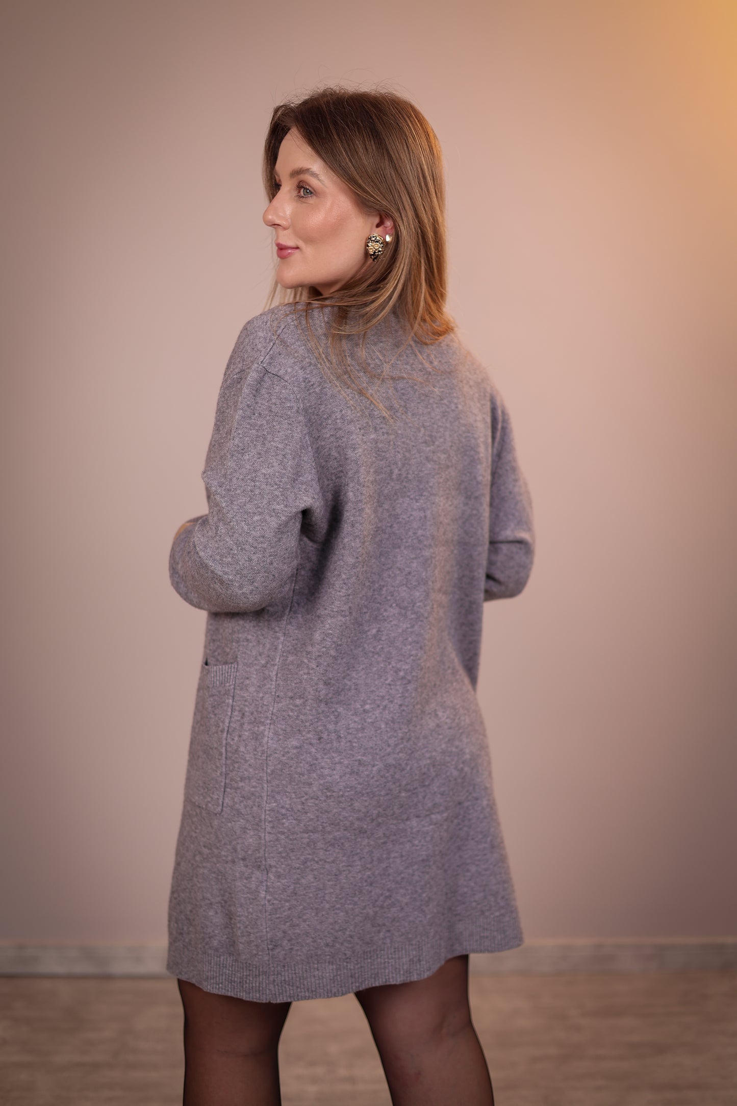 Cardigan Alongado com Bolso