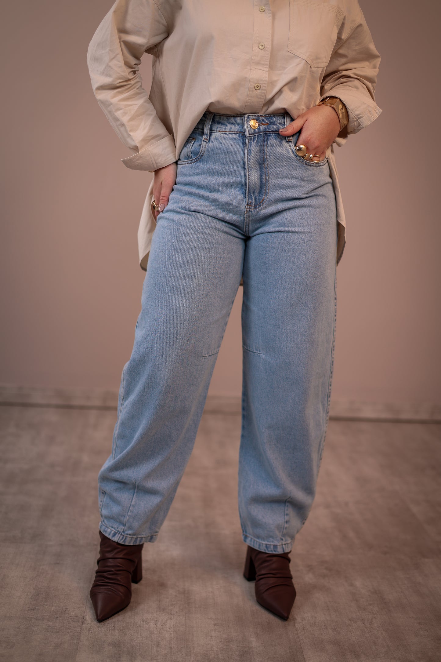 Calça Jeans Barrel Marmorizada