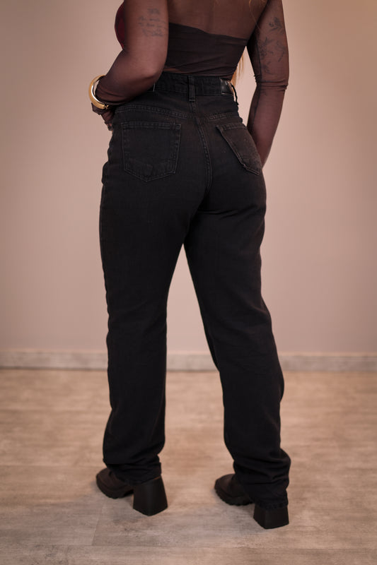 Calça Jeans Reta Preta