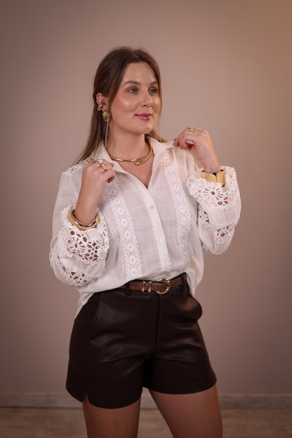 Camisa Bordada 100% Algodão