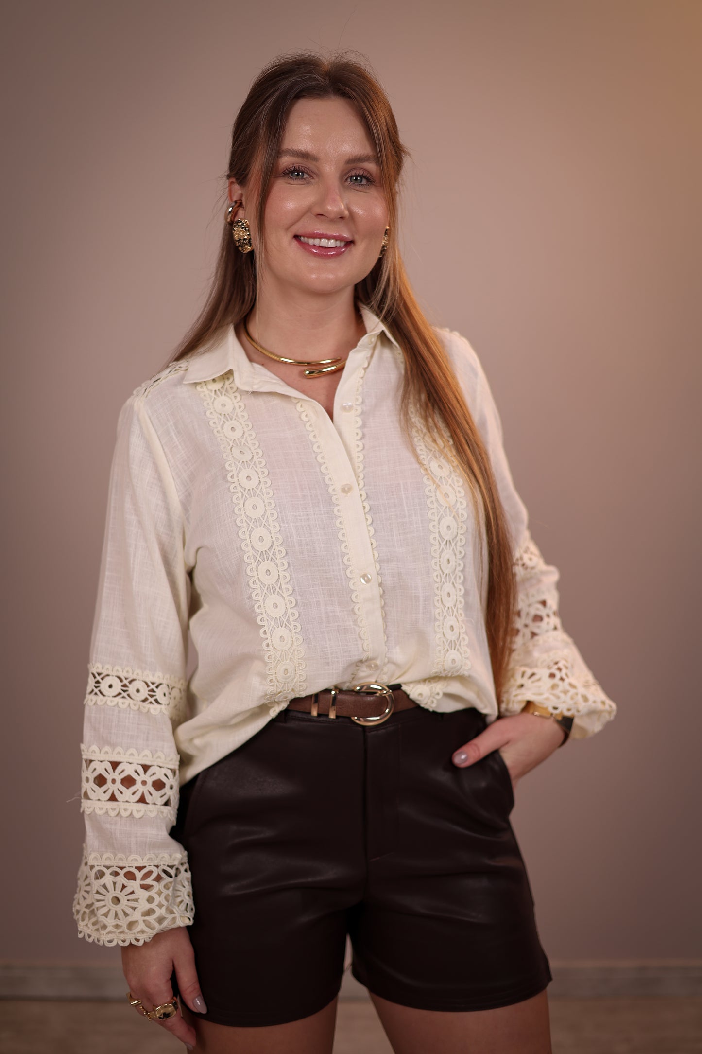Camisa Bordada 100% Algodão
