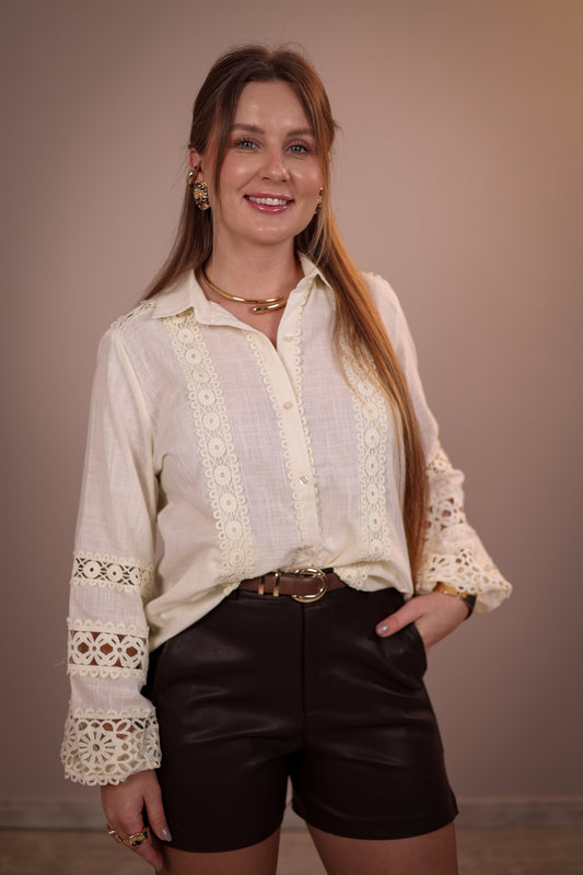 Camisa Bordada 100% Algodão