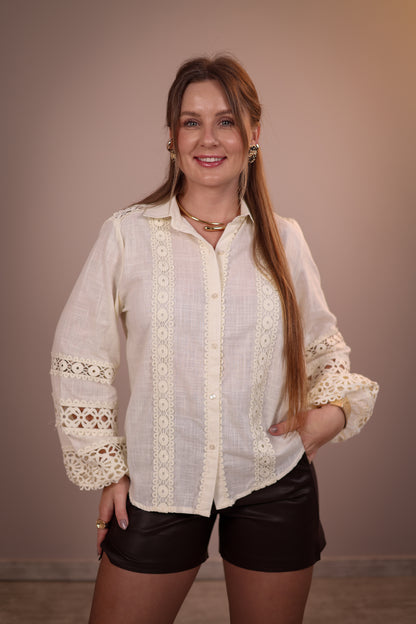 Camisa Bordada 100% Algodão