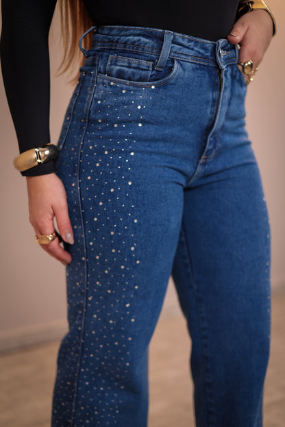 Calça Jeans Wide Leg Shine