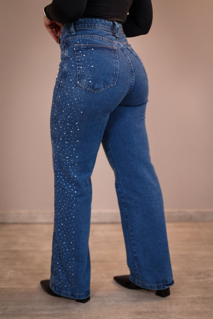Calça Jeans Wide Leg Shine