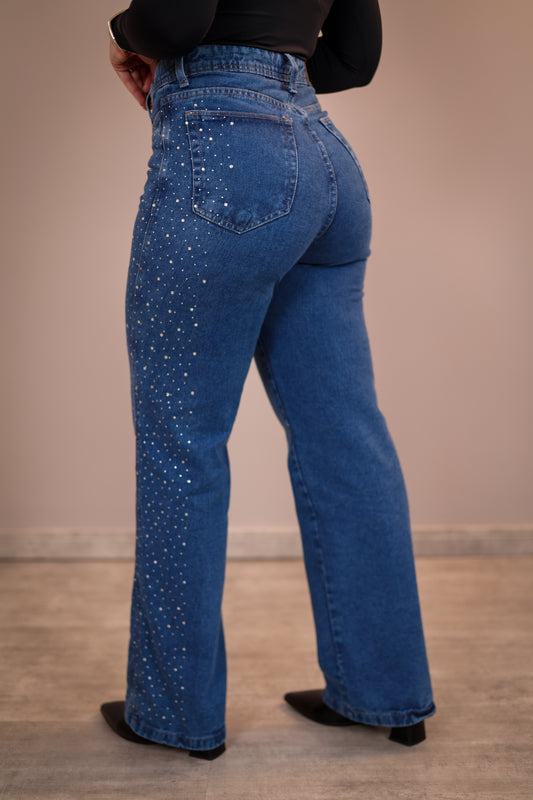 Calça Jeans Wide Leg Shine