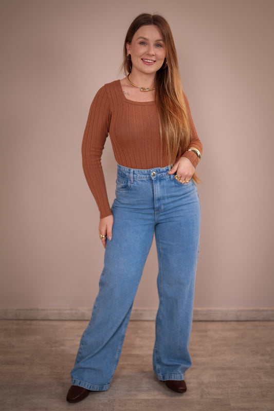 Calça Jeans Wide Leg Clara Ouzz