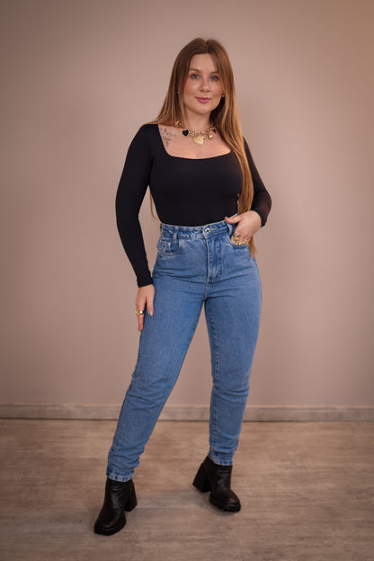 Calça Jeans Mom Marmorizada Clara