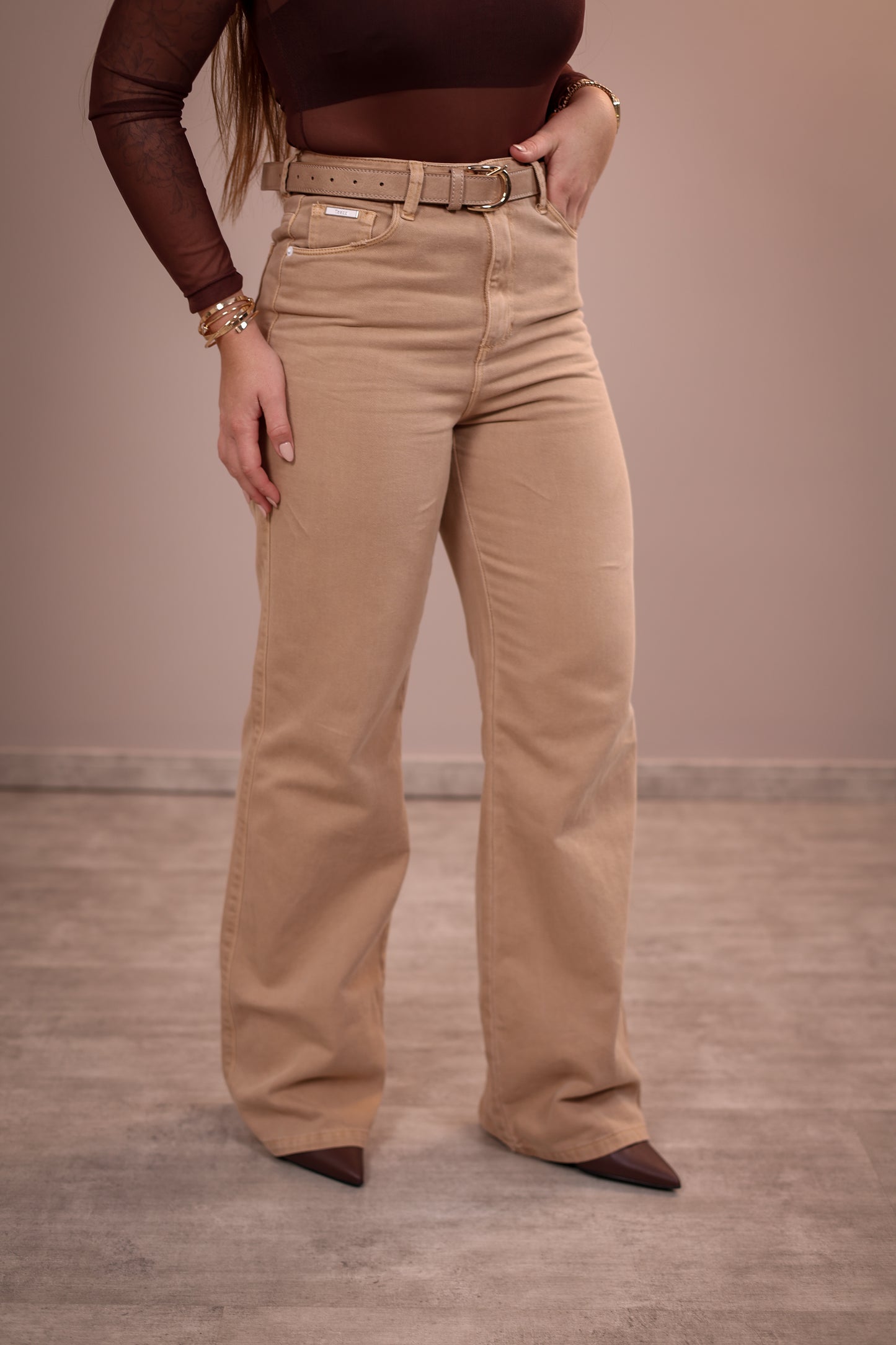 Calça Wide Leg Sarja