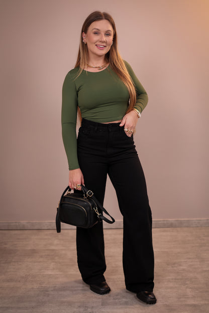 Calça Jeans Wide Leg Preta