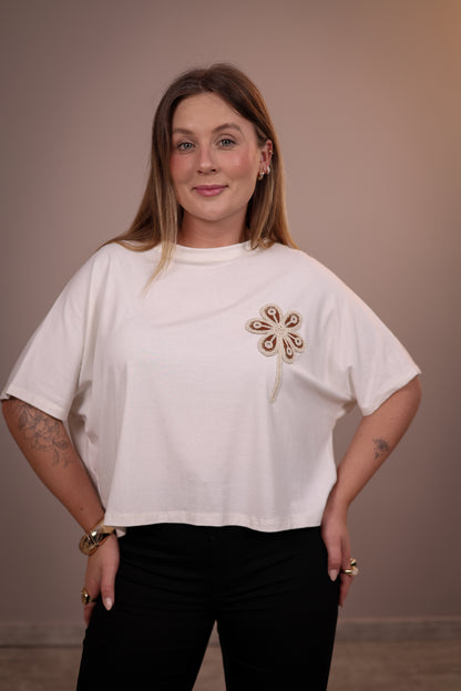 Blusa Ampla Bordado Flor