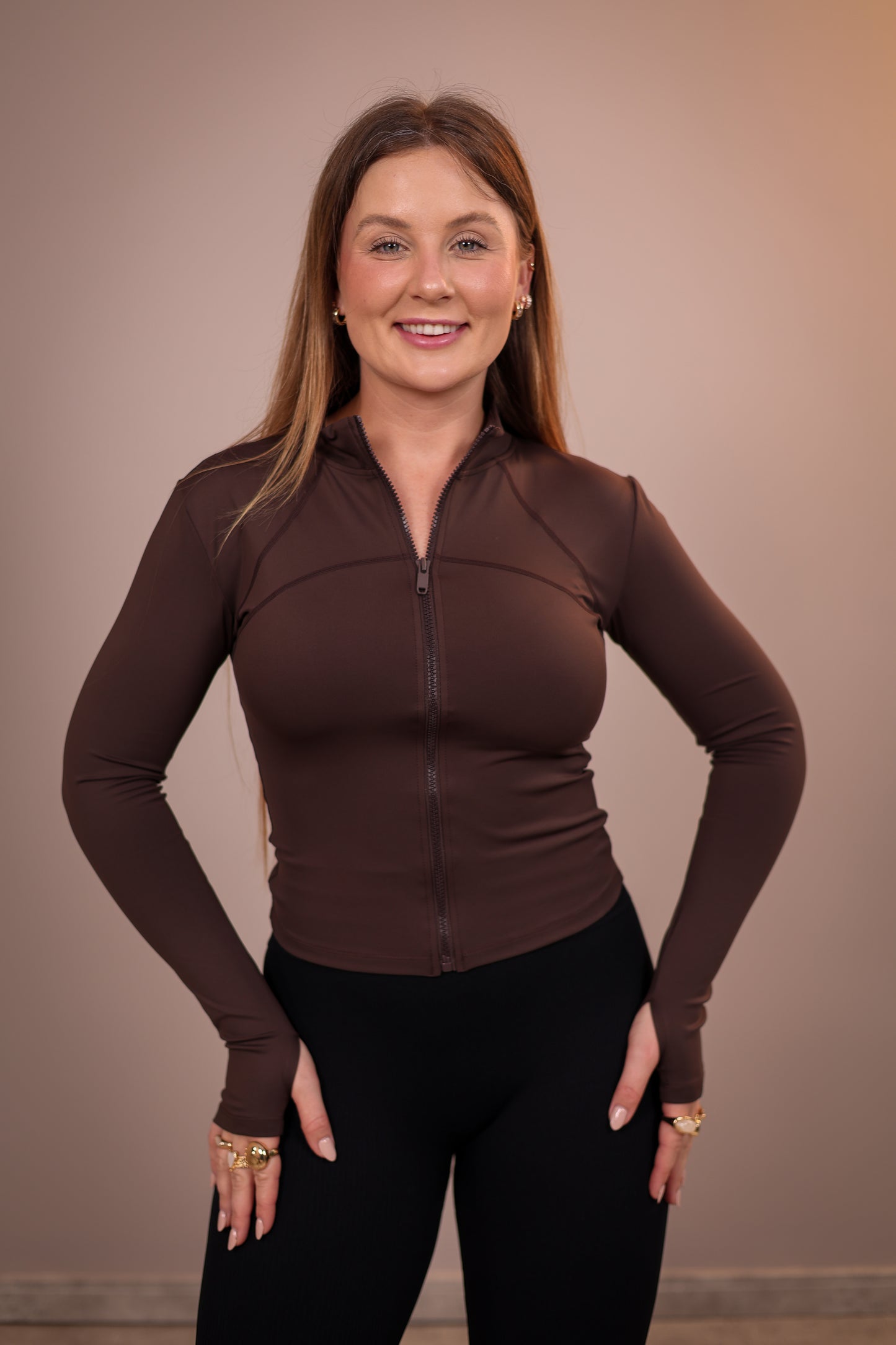 Jaqueta Fitness Ajustada com Dedeira