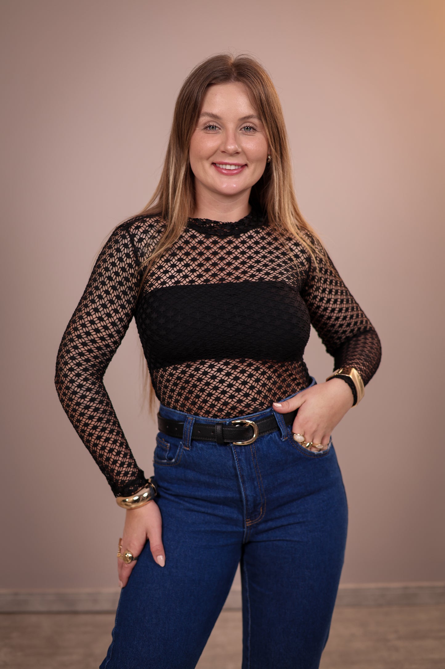 Body de Renda Floral e Estrela