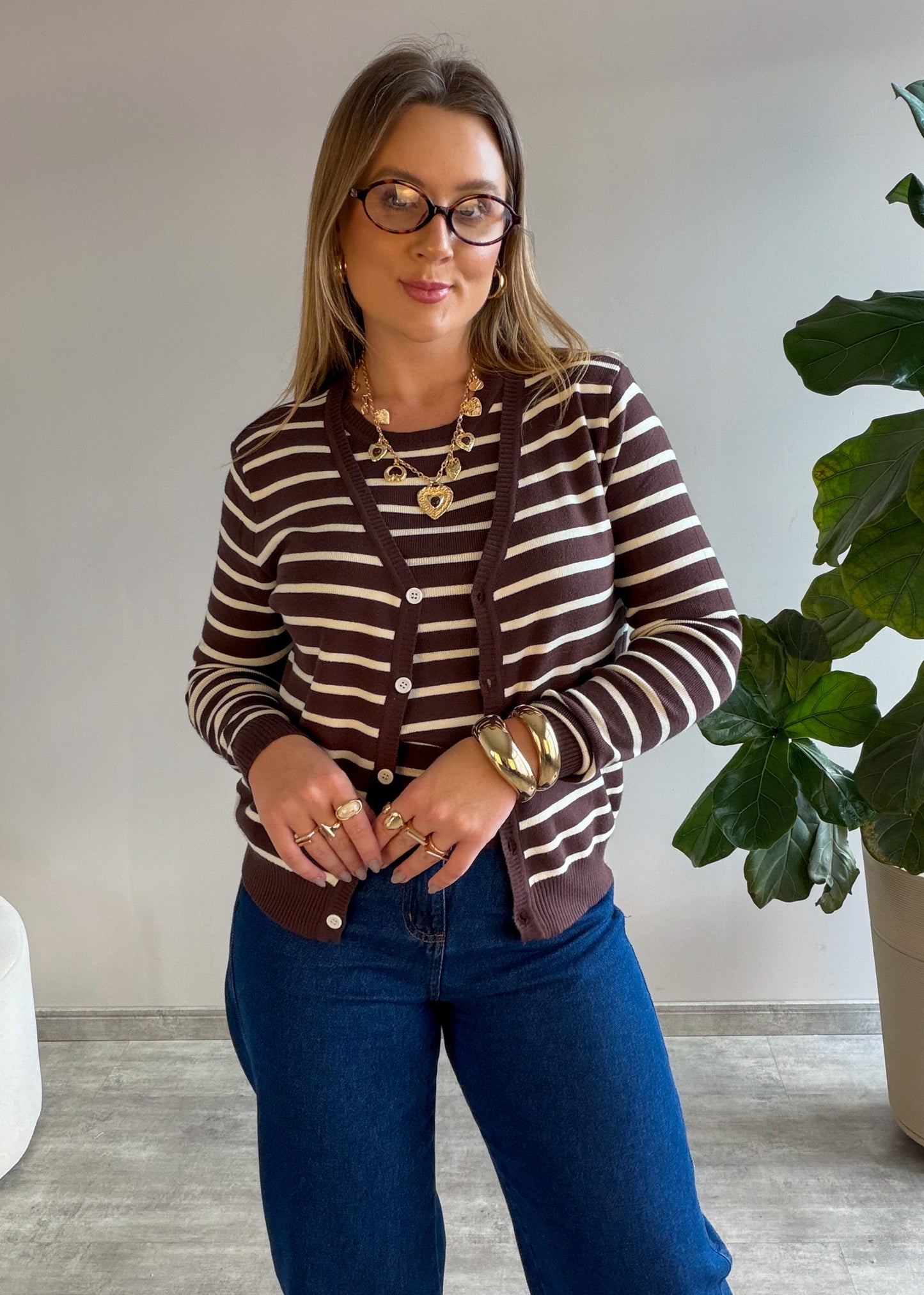 Conjunto Regata e Casaco Listrado